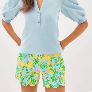 NWT Lilly Pulitzer Buttercup Stretch Short Bluette Make Lemonade🍋